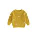 IZhansean Newborn Infant Toddler Baby Girls Knitted Sweater Floral Embroidery Casual Long Sleeve Pullover Knitwear Warm Clothes Dark Yellow 4-5 Years
