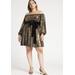 Plus Size Women's Sequin Mini Dress With Bow by ELOQUII in Black Gold Sequin (Size 18)