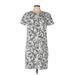 Maggy London Casual Dress - Shift Crew Neck Short sleeves: Silver Dresses - Women's Size 12