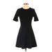 Forever 21 Casual Dress - A-Line Crew Neck Short sleeves: Black Print Dresses - Women's Size Small