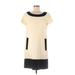 Pink Tartan Casual Dress - Shift: Yellow Color Block Dresses - Women's Size 8