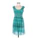 Calvin Klein Casual Dress - Fit & Flare: Teal Graphic Dresses - Women's Size 6