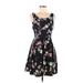 Express Casual Dress - A-Line Scoop Neck Sleeveless: Black Floral Dresses - Women's Size 10