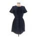 Topshop Casual Dress - Shift: Blue Stripes Dresses - Women's Size 8