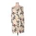 Blu Pepper Casual Dress - Shift Scoop Neck Sleeveless: Ivory Floral Dresses - Women's Size 1X