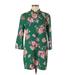 Zara Casual Dress - Shift Mock 3/4 sleeves: Green Floral Dresses - Women's Size Medium