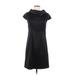 London Times Cocktail Dress - Party High Neck Short sleeves: Black Print Dresses - Women's Size 6