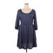 Torrid Casual Dress - A-Line Scoop Neck 3/4 sleeves: Blue Print Dresses - Women's Size 1X Plus