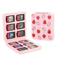 FANPL Game Case Holder for Nintendo Switch/OLED/Lite,12 Game Card and 12 Micro SD Card Slots Portable Storage Case for Switch, Cute Switch Cartridge Box with Hard Shell & Soft Liner-Pink Strawberry,