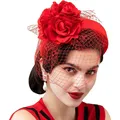 Elegante Fascinators Stirnband Tee Party Hüte für Frauen Royal Wedding Schleier Blume Fascinators