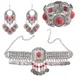 Gypsy Halskette Armband Ohrring Sets für Frauen Boho Hippie Münze Quaste Rot Blau Stein Türkische