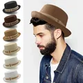 Men Women Straw Pork Pie Hats Summer Sunhat Boater Caps Sailor Sombrero Beach Fedora Trilby Outdoor