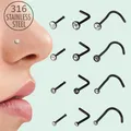 10Pcs 0.8/1.0mm 18/20gauge Nose Studs Set for Women Nostril Piercing Rings with Crystal Stone