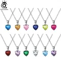 ORSA JEWELS 925 Sterling Silver Classic 12 Colors Birthstone Pendant Necklace For Women Necklace