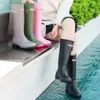 Comemore Frauen Galoschen Regens tiefel Damen knielange Mode Gummi Regens tiefel PVC wasserdichte Schuhe Gummistiefel Gummistiefel 41