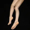 1D Ultra Thin Transparent Stockings Oil Shiny Cuban Heel Back Seam Pantyhose Women Sexy Open Crotch