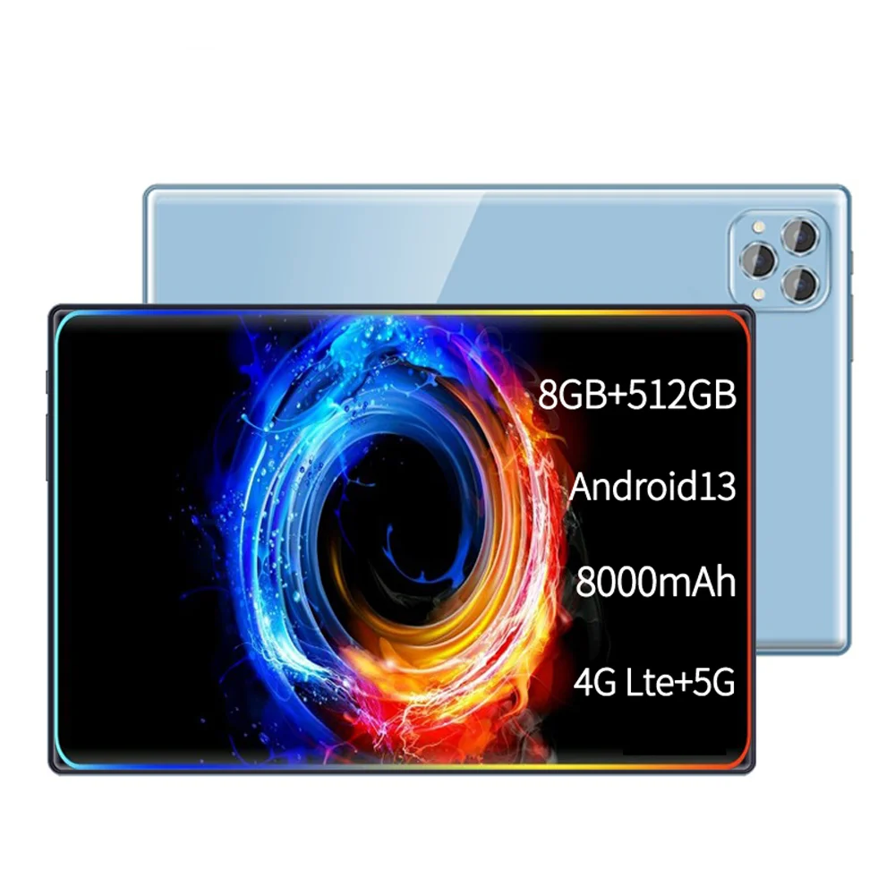 Tablet 4G 5G Pad Pro 8GB RAM 512GB ROM 10,1 Zoll FHD Display Android 13.0 Dual SIM Kartensteckplatz 8000mAh Akku Original Tablets Image