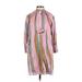 Mare di Latte Casual Dress - Shift High Neck 3/4 sleeves: Pink Print Dresses - Women's Size X-Small
