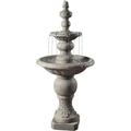 2 Tiered ICY Stone Zen Floor Pedestal Waterfall Fountain With Pump For Outdoor Patio Garden Backyard Decking DÃ©cor 53 Inch Height Stone Gray