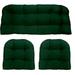 Indoor Outdoor 3 Piece Tufted Wicker Settee Cushions 1 Loveseat & 2 U-Shape Weather Resistant ~ Choose Color ( Green 2- 22Inx22in 1- 44Inx22in)