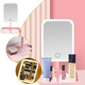 Ikohbadg Ultra Thin Folding Travel Mirror with LED USB Rechargeable Contact Screen Dimming 3 Color Light Modes - Portable and Compact Vanity Mirror for Makeup