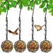 4 Pack Suet Ball Bird Feeder Set Metal Bird Feeding Station Kit with Hanging Chain Squirrel Proof Bird Feeders for Outside Hanging Hummingbird Feeders for Wild Birds Outdoor Garden