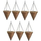 JIARUI Products # 88636 12 Rope & Fern Wicker Cone Hanging Basket Planters - Quantity 7