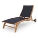 Perrin Teak Outdoor Reclining Chaise Lounger in Black with Wheels