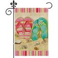 Flip Flops Beach Summer Garden Flag Double Sided Vertical Burlap Yard Outdoor Decor 12.5x18 Inch