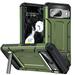 Dteck for Google Pixel 8 Case with Aluminum Kickstand 12FT Military-Grade Protection Armor Non-slip Heavy Duty Shockproof TPU Rugged Bumper Case Durable Rugged Shockproof Hybrid Case Armygreen