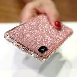 iPhone Xs Max Case Glitter Bumper Frame Case Luxury Bling Diamond Crystal Rhinestone Sticker Protective Electroplate Aluminum Metal Edge Bumper Case for iPhone Xs Max Rose Gold