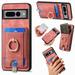 Allytech for Google Pixel 7 Pro 2 in 1 Detachable Wallet Case Retro PU Leather Ring Kickstand Card Slots Case for Women Men Strong Magnetic Shockproof Slim Case for Google Pixel 7 Pro - Pink