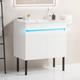 Juiluna 30 Bathroom Vanity with Sink Wall Mounted/Freestanding Vanity Sink Set with Sensing Light Large Storage Space Metal Legs for Bathroom