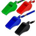 4pcs Plastic Sport Whistles Whistle with Lanyard Loud Whistle for Emergency Survival Coach Teacher Dog Training (Black Blue Red and Green)