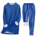 Fanxing Thermal Underwear Set for Women Fleece Lined Long Sleeves Base Layer Set Top Bottom Sherpa Velour Lined Cold Weather Base Layer Top and Leggings Bottom Winter Set Blue L