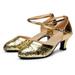 Miluxas Womens Latin Dance Shoes Heeled Ballroom Salsa Tango Party Sequin Dance Shoes Clearance Gold 4.5(35)