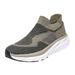 ZHAGHMIN Casual Slip On Mesh Sneakers for Women Stretch Cloth Tennis Shoes Non-Slip Thick Bottom Walking Shoes Work Sneaker Wide Width Khaki Size9.5