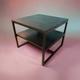 Black Metal Frame Coffee Table with Wooden Top and Middle Shelf