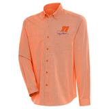 Men's Antigua Orange Denny Hamlin Compression Tri-Blend Button-Down Shirt