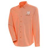 Men's Antigua Orange Martin Truex Jr Compression Tri-Blend Button-Down Shirt