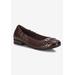 Wide Width Women's Trista Flat by Easy Street in Brown Leather Patent (Size 9 1/2 W)