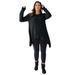 Plus Size Women's Shark Bite Pullover Tunic Sweater by Soft Focus in Black (Size M)