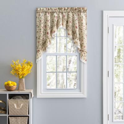 Cherries Curtain Ruffled Swag by Ellis Curtains in Natural