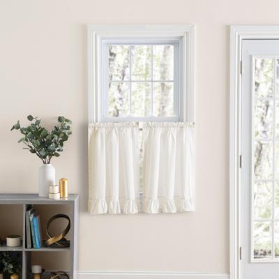 Wide Width Classic Wide Ruffle Ruffled Tier by Ellis Curtains in Natural (Size 84