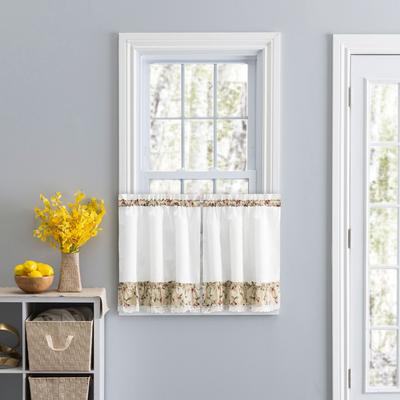 Wide Width Cherries Curtain Ruffled Tier by Ellis Curtains in Natural (Size 58