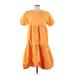 Peter Som Collective Casual Dress - A-Line Crew Neck Short sleeves: Orange Print Dresses - Women's Size 10