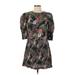 Rebecca Minkoff Casual Dress - Mini Crew Neck 3/4 sleeves: Black Print Dresses - Women's Size X-Small