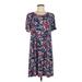 Adrianna Papell Casual Dress - Shift Scoop Neck Short sleeves: Blue Floral Dresses - Women's Size Medium