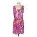 JLo by Jennifer Lopez Casual Dress - Shift Scoop Neck Sleeveless: Purple Leopard Print Dresses - Women's Size Large