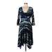 Simply Vera Vera Wang Casual Dress - Midi V-Neck 3/4 sleeves: Blue Dresses - Women's Size Medium
